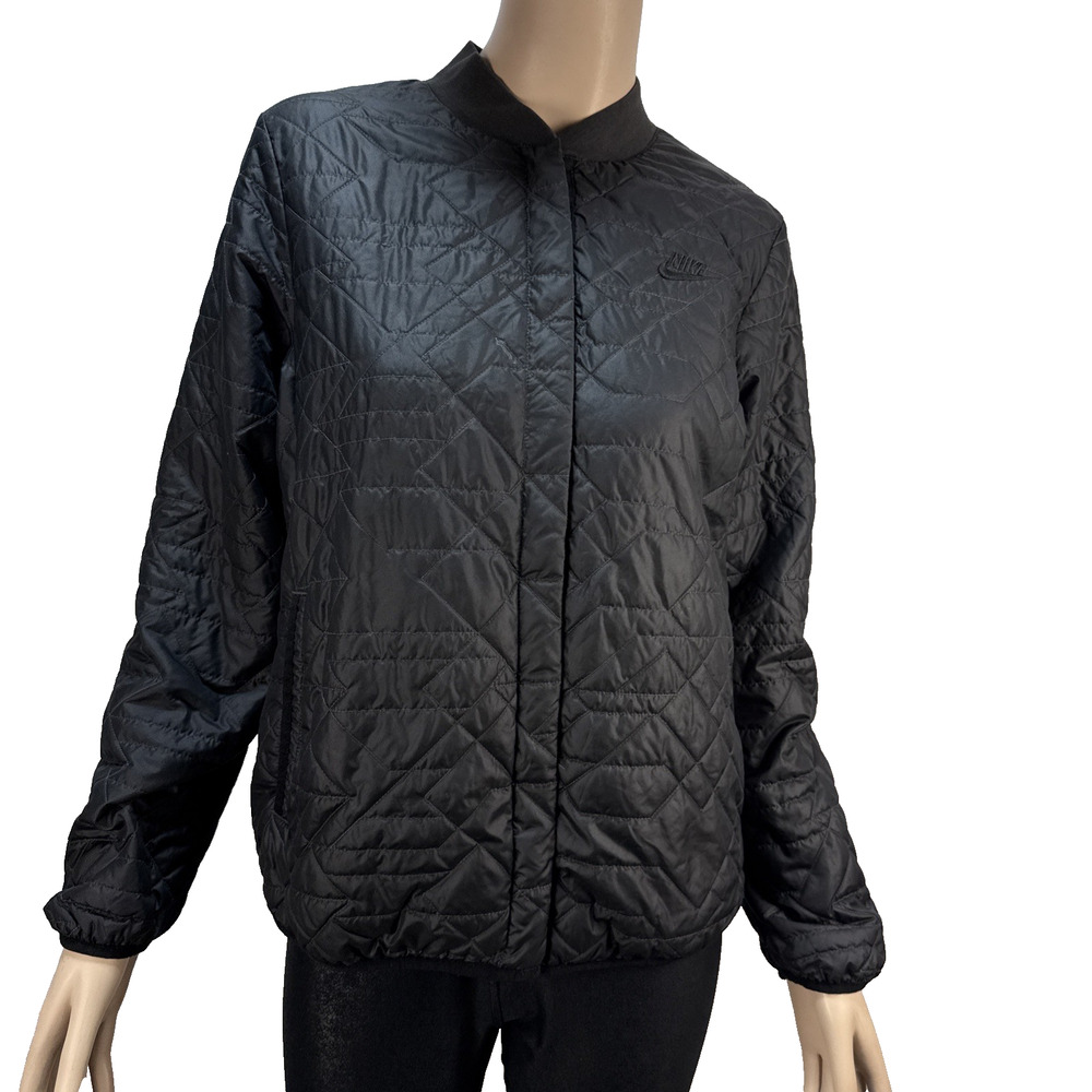 Nike Womens Quilted Black Jacket Size L Black Primaloft Insulated Lightweight‎